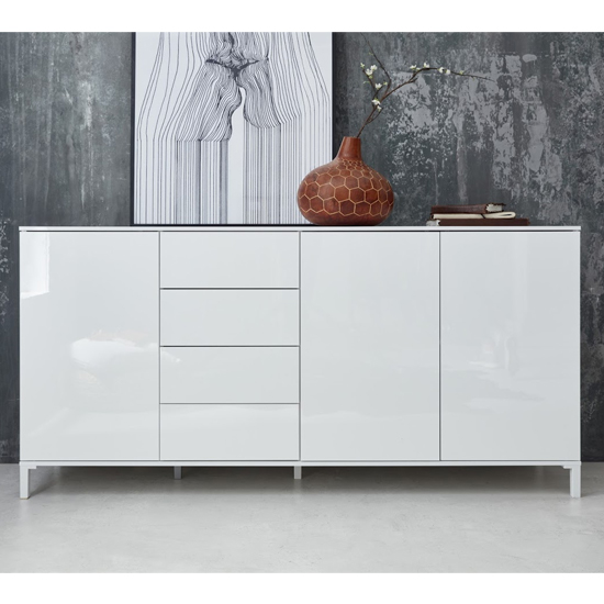 Sheldon Large Sideboard In White Gloss With 3 Doors 4 Drawers