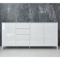 Sheldon Large Sideboard In White Gloss With 3 Doors 4 Drawers