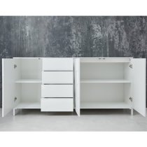 Sheldon Large Sideboard In White Gloss With 3 Doors 4 Drawers