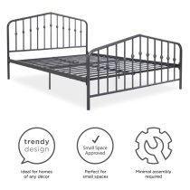 Brunswick Metal Double Bed In Grey