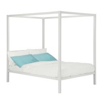 Modena Metal Canopy Double Bed In White