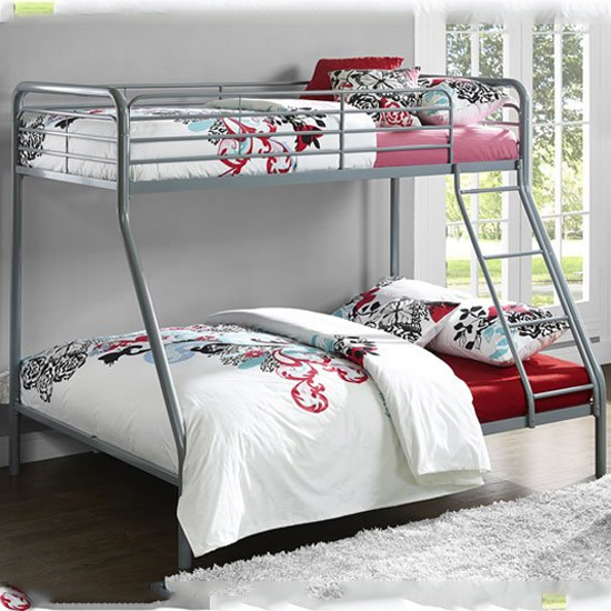 Burg Metal Children Double Bunk Bed In Silver Grey