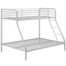 Burg Metal Children Double Bunk Bed In Silver Grey