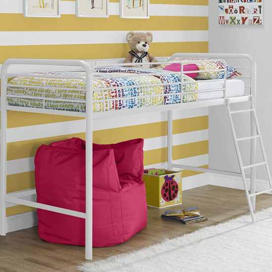 Burg Metal Single Mid Sleeper Bunk Bed In White