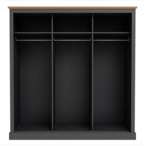 Devan Wooden Sliding Wardrobe With 3 Doors In Charcoal