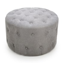 Vallejo Fabric Round Pouffe In Light Grey