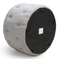 Vallejo Fabric Round Pouffe In Light Grey