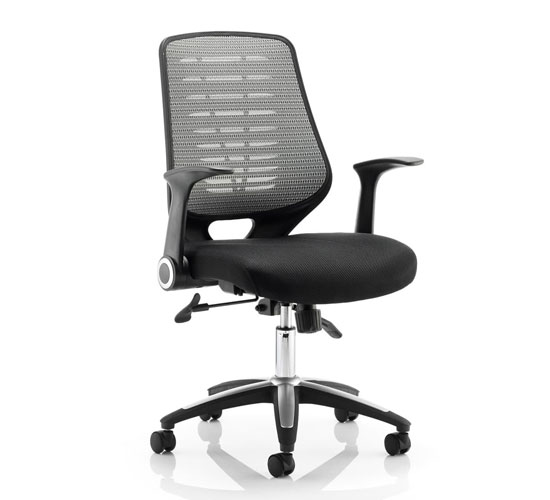 Relay Task Silver Back Office Chair With Airmesh Black Seat