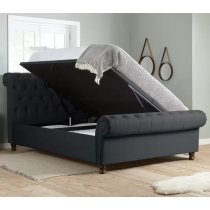 Castella Fabric Ottoman King Size Bed In Charcoal