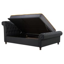 Castella Fabric Ottoman King Size Bed In Charcoal