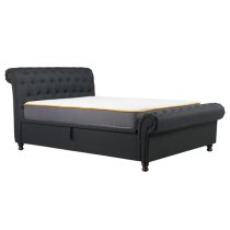 Castella Fabric Ottoman King Size Bed In Charcoal