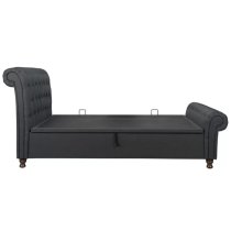 Castella Fabric Ottoman King Size Bed In Charcoal