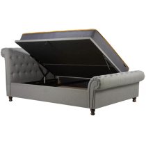 Castella Fabric Ottoman King Size Bed In Grey