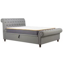 Castella Fabric Ottoman King Size Bed In Grey