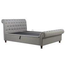 Castella Fabric Ottoman King Size Bed In Grey