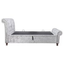 Castella Fabric Ottoman Super King Bed In Steel Crushed Velvet