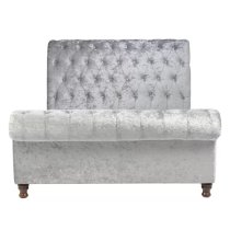 Castella Fabric Ottoman Super King Bed In Steel Crushed Velvet