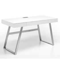 Aspen Wooden Laptop Desk With 3 Drawers In Matt White