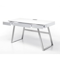 Aspen Wooden Laptop Desk With 3 Drawers In Matt White