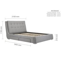 Mayfair Fabric Super King Size Bed With 4 Drawers In Grey