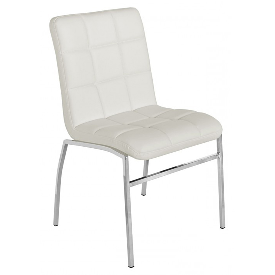 Coco Faux Leather Dining Chair In White With Chrome Legs