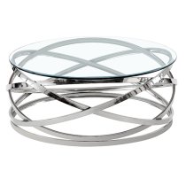 Enrico Round Clear Glass Coffee Table With Silver Base