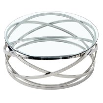 Enrico Round Clear Glass Coffee Table With Silver Base