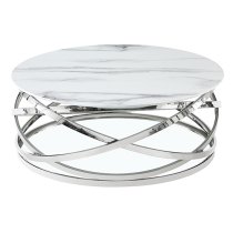 Enrico Round Glass Coffee Table In Diva Marble Effect