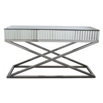 Gala Mirrored Wooden Console Table In Silver