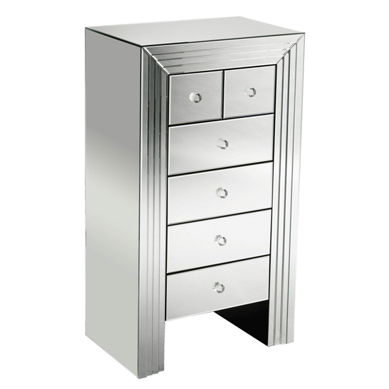 Nitra Mirrored Chest Of 6 Drawers In Silver