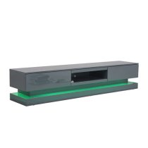 Step High Gloss TV Stand In Grey With Multi LED Lighting