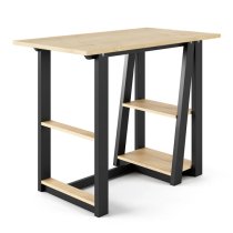 Penile Wooden Laptop Desk With Black Metal Frame In Oak