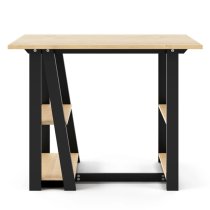 Penile Wooden Laptop Desk With Black Metal Frame In Oak