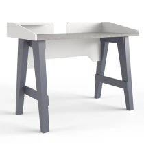 Trouton Faux Marble Top Laptop Desk With Wooden Legs In Grey