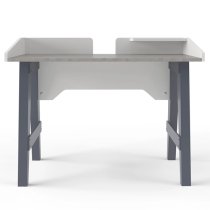 Trouton Faux Marble Top Laptop Desk With Wooden Legs In Grey