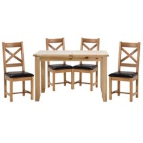 Romero Wooden Dining Table With 4 Cross Back Chairs