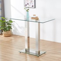 Jet Clear Glass Top Bar Table With 4 Ripple Black Stools