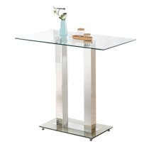 Jet Clear Glass Top Bar Table With 4 Ripple Black Stools