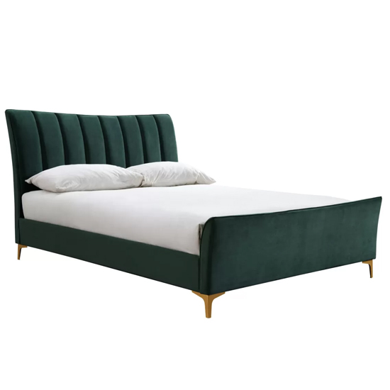 Claver Fabric Double Bed In Green