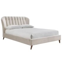 Elma Fabric King Size Bed In Warm Stone