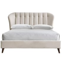 Elma Fabric King Size Bed In Warm Stone