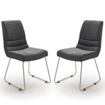 Montera Anthracite Fabric Cantilever Dining Chairs In Pair