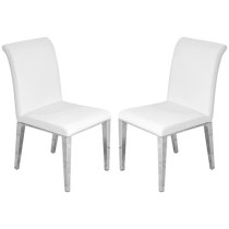 Kirkland White Faux Leather Dining Chairs In Pair