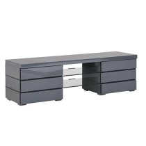 Svenja High Gloss TV Stand In Grey With Blue LED Lighting