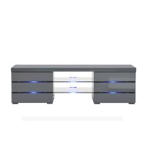 Svenja High Gloss TV Stand In Grey With Blue LED Lighting