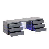 Svenja High Gloss TV Stand In Grey With Blue LED Lighting