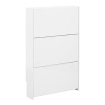 Newquay Wooden 3 Tier Shoe Storage Cabinet In White High Gloss