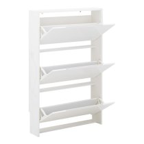 Newquay Wooden 3 Tier Shoe Storage Cabinet In White High Gloss