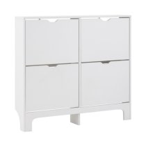 Newquay Wooden Shoe Storage Cabinet In White With 4 Drawers