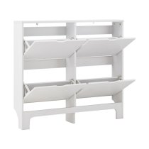 Newquay Wooden Shoe Storage Cabinet In White With 4 Drawers